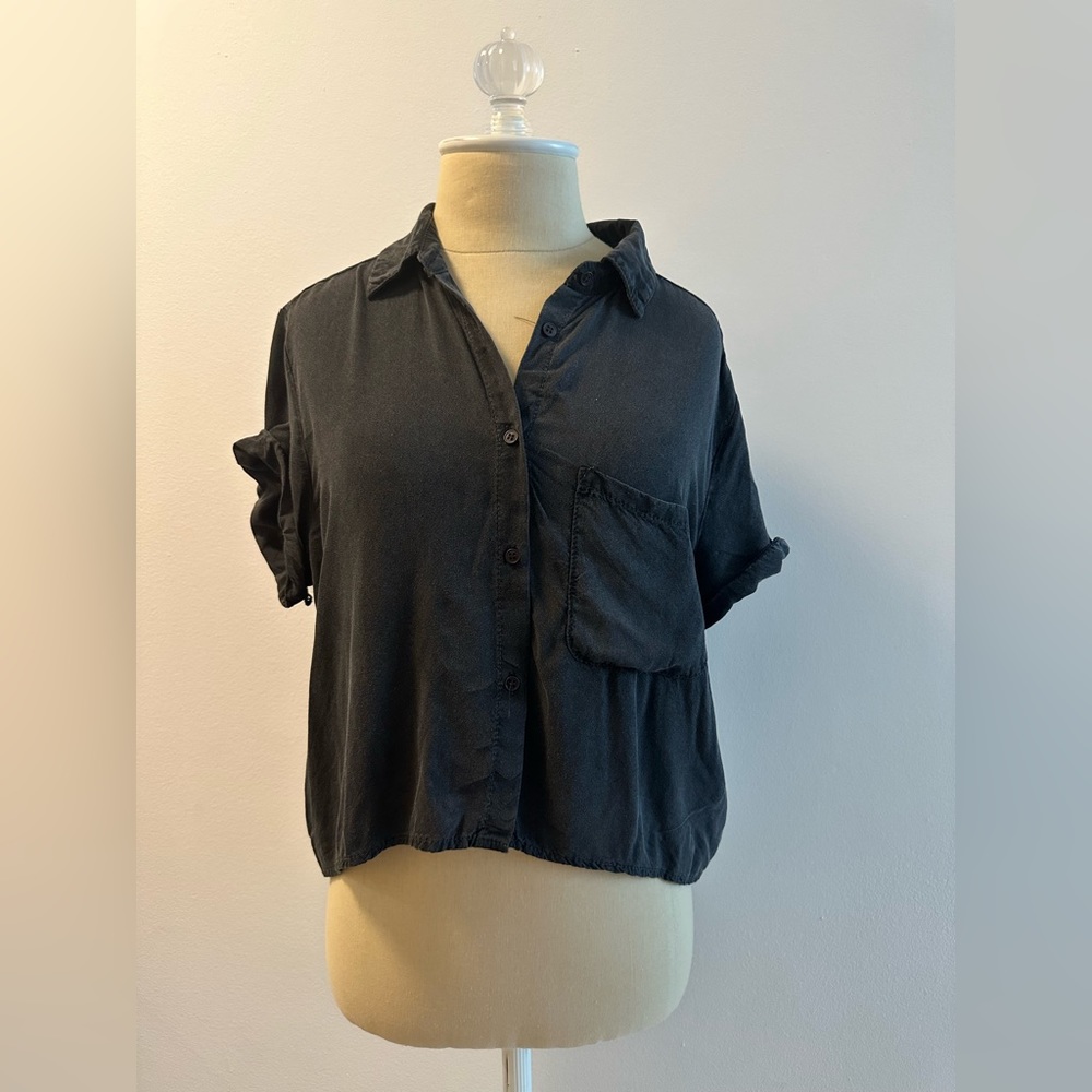 Black Knit Collared Top